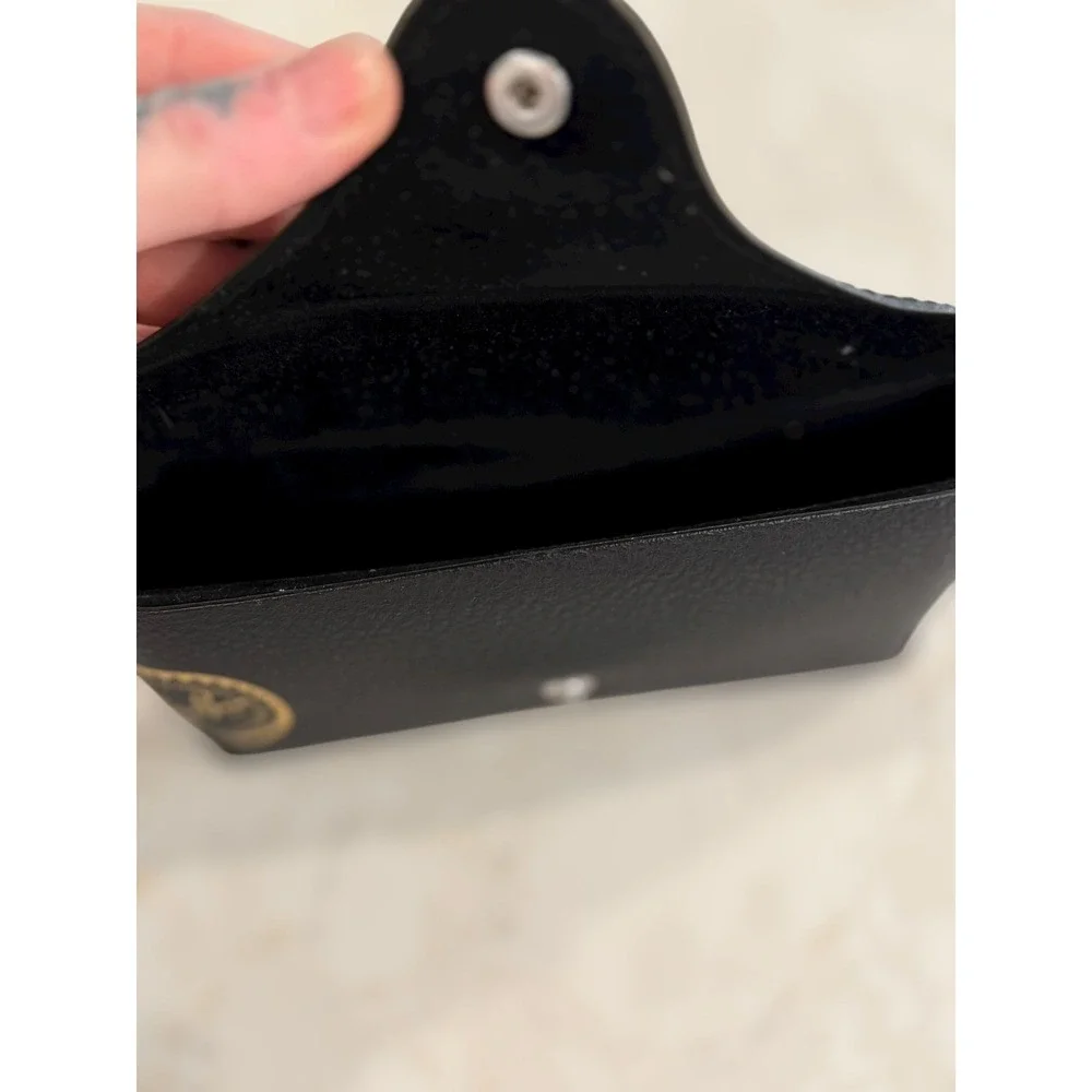 Ray-Ban Black Pebbled Leather Sunglasses Case Gold Logo‎ Snap Closure Luxottica